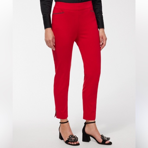 CHICO’s Red Capri Pant_Brigitte Beaded Ankle Pants_size 12R/2R_New - Picture 2 of 14
